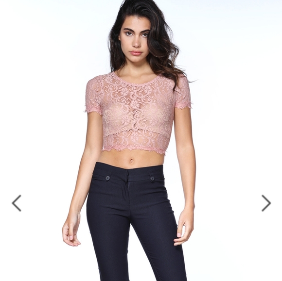 pink sheer crop top